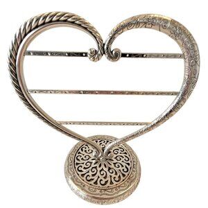 Brighton Heart Earring Holder Display Stand Holds 12 Pair Sterling Silver Plated